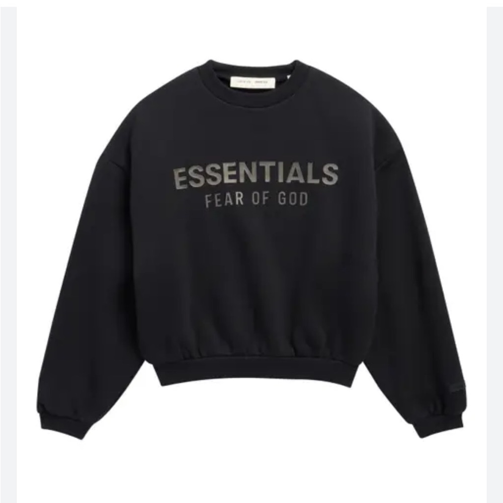 Essentials Fear Of God Black Kids Sweatshirt.